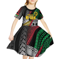 Vanuatu Proud to be Ni-van Personalised Kid Short Sleeve Dress with Mutis En Atan Patterns