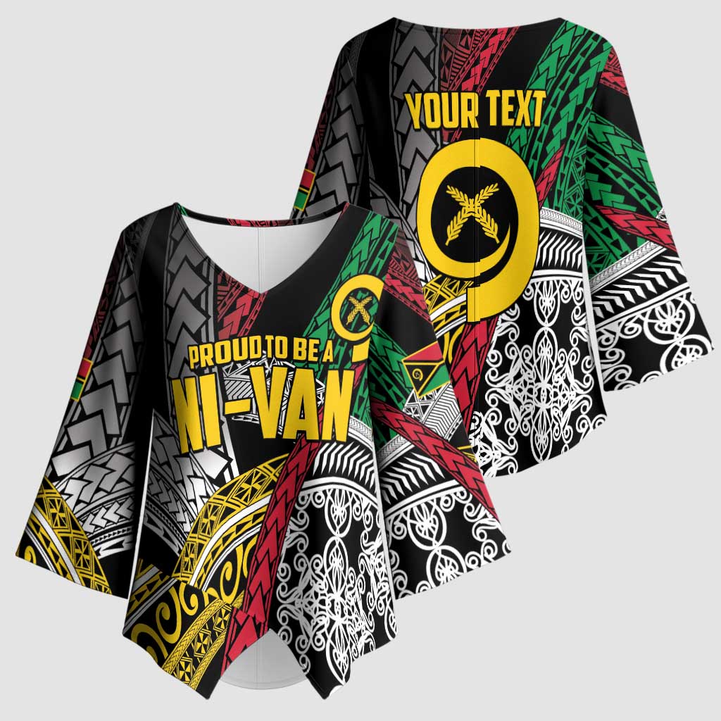 Vanuatu Proud to be Ni-van Personalised Kimono Sleeve Blouse with Mutis En Atan Patterns LT9 - Polynesian Pride