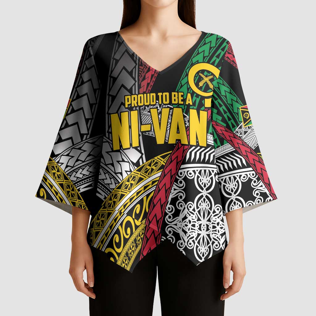 Vanuatu Proud to be Ni-van Personalised Kimono Sleeve Blouse with Mutis En Atan Patterns LT9 - Polynesian Pride