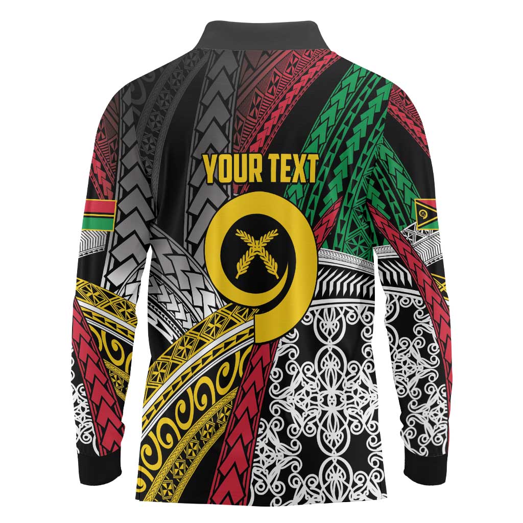 Vanuatu Proud to be Ni-van Personalised Long Sleeve Polo Shirt with Mutis En Atan Patterns