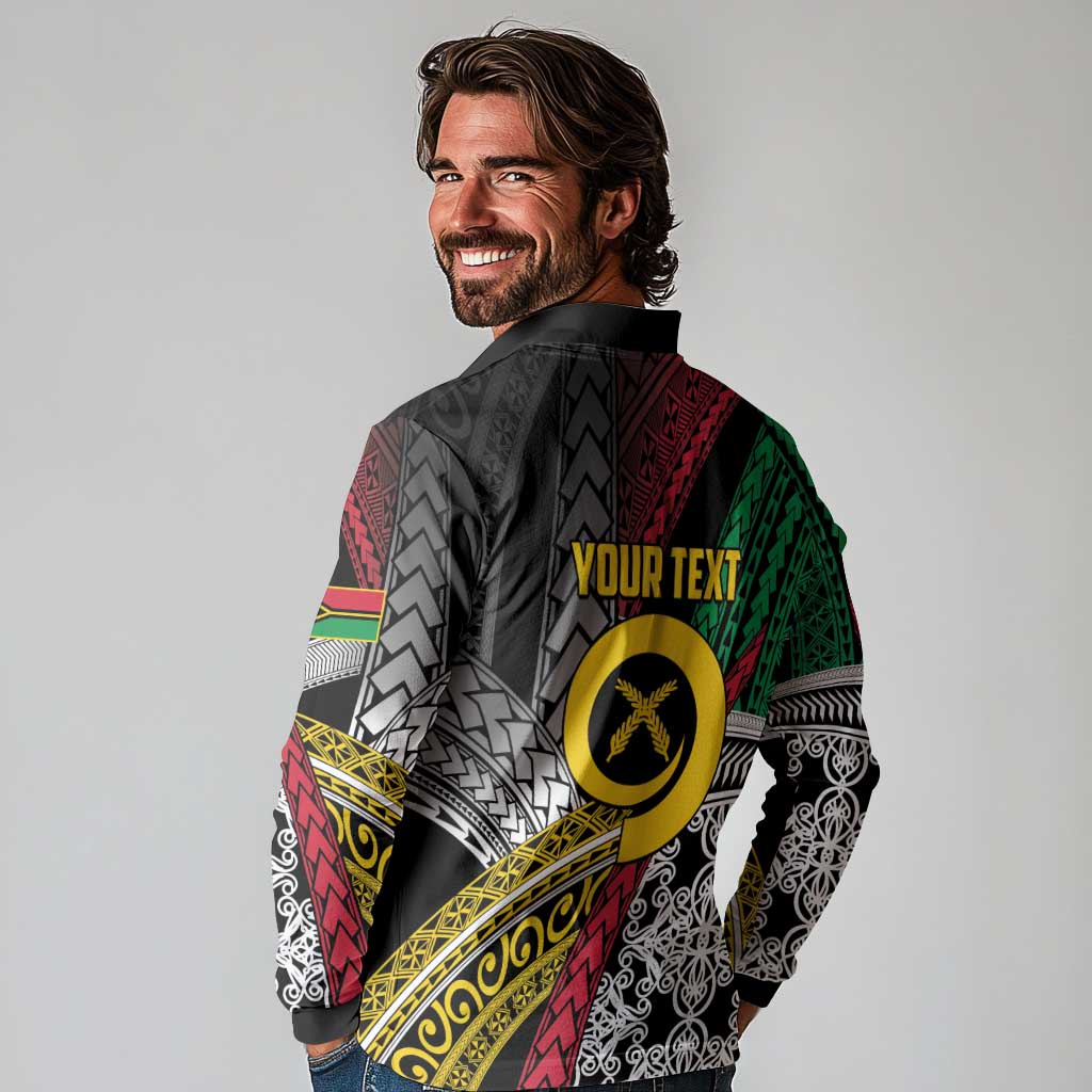 Vanuatu Proud to be Ni-van Personalised Long Sleeve Polo Shirt with Mutis En Atan Patterns