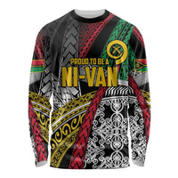 Vanuatu Proud to be Ni-van Personalised Long Sleeve Shirt with Mutis En Atan Patterns LT9 Unisex Black - Polynesian Pride