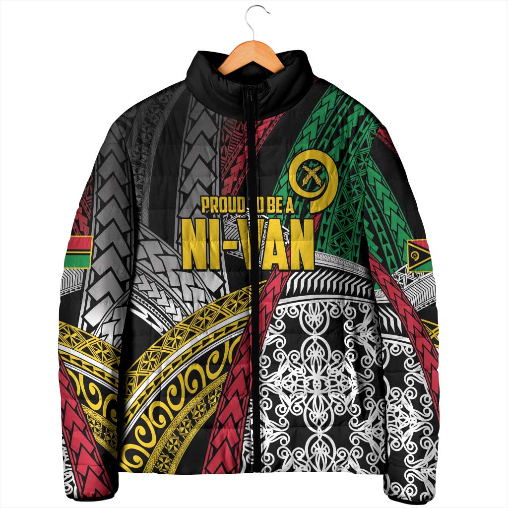 Vanuatu Proud to be Ni-van Personalised Padded Jacket with Mutis En Atan Patterns LT9 - Polynesian Pride