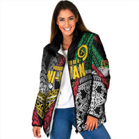 Vanuatu Proud to be Ni-van Personalised Padded Jacket with Mutis En Atan Patterns LT9 Women Black - Polynesian Pride