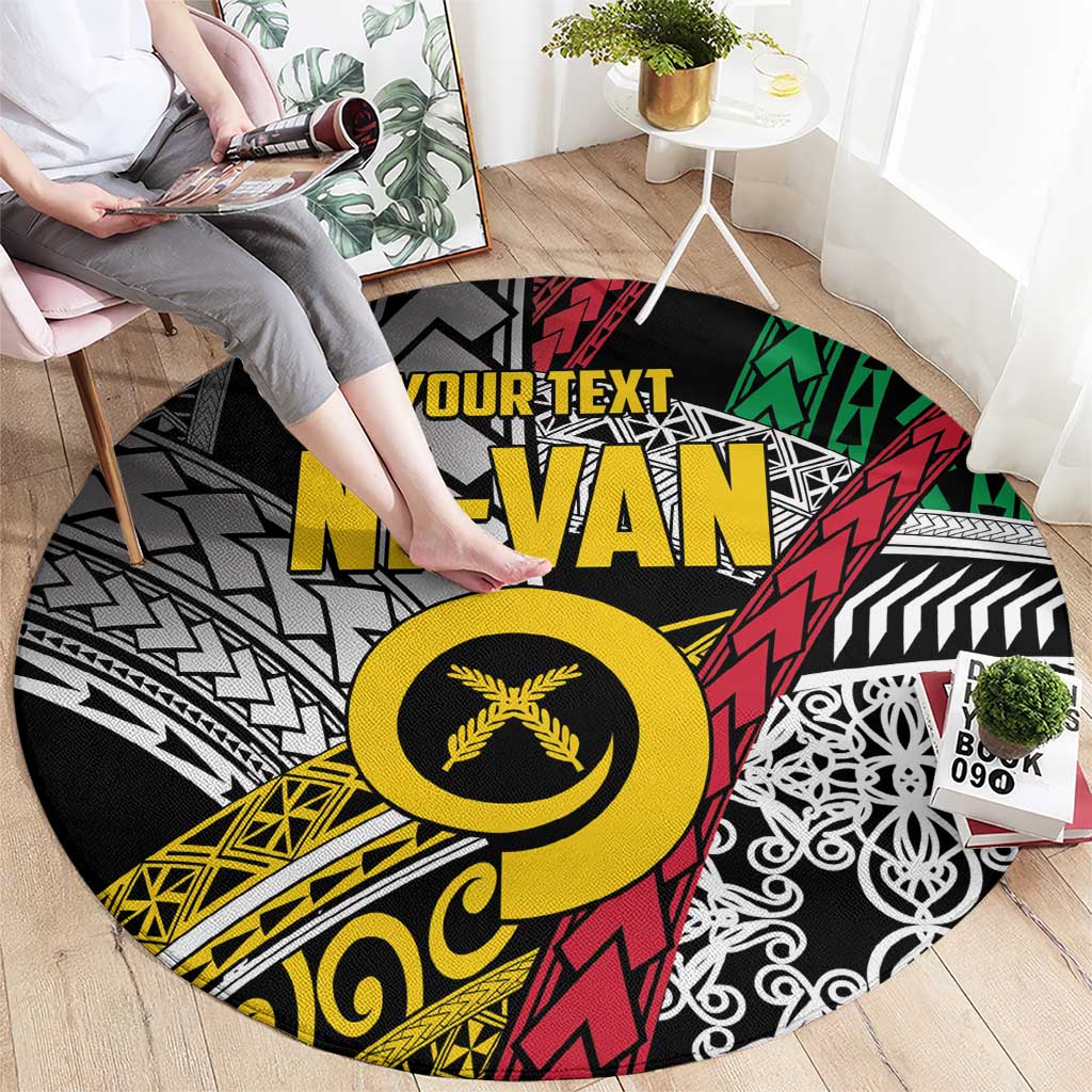 Vanuatu Proud to be Ni-van Personalised Round Carpet with Mutis En Atan Patterns