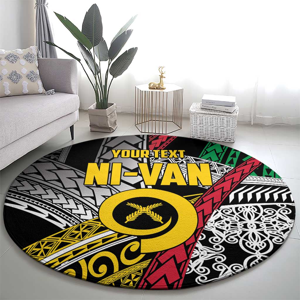 Vanuatu Proud to be Ni-van Personalised Round Carpet with Mutis En Atan Patterns