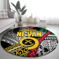 Vanuatu Proud to be Ni-van Personalised Round Carpet with Mutis En Atan Patterns
