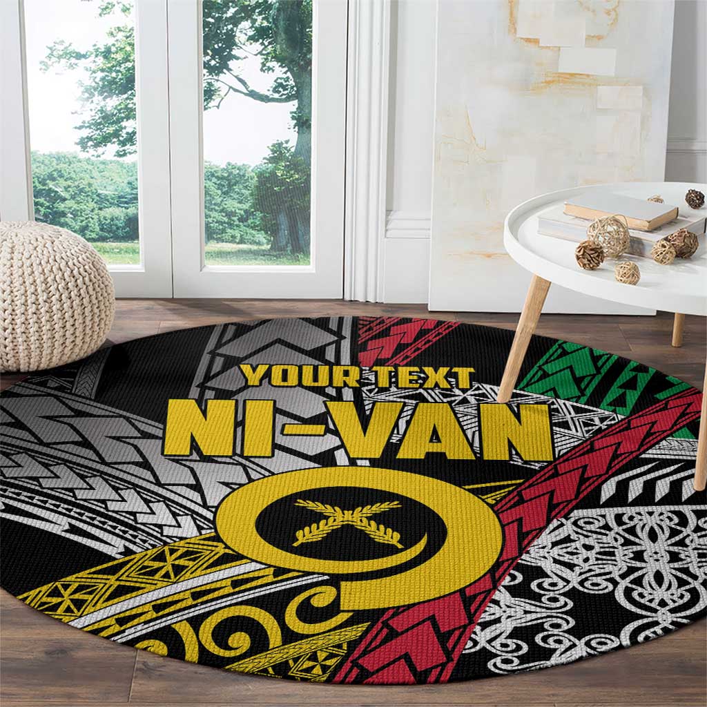 Vanuatu Proud to be Ni-van Personalised Round Carpet with Mutis En Atan Patterns
