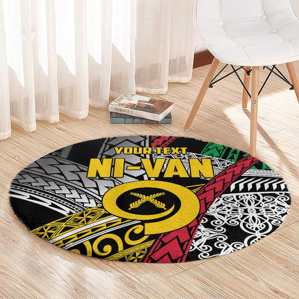Vanuatu Proud to be Ni-van Personalised Round Carpet with Mutis En Atan Patterns