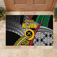 Vanuatu Proud to be Ni-van Personalised Rubber Doormat with Mutis En Atan Patterns LT9 Black - Polynesian Pride