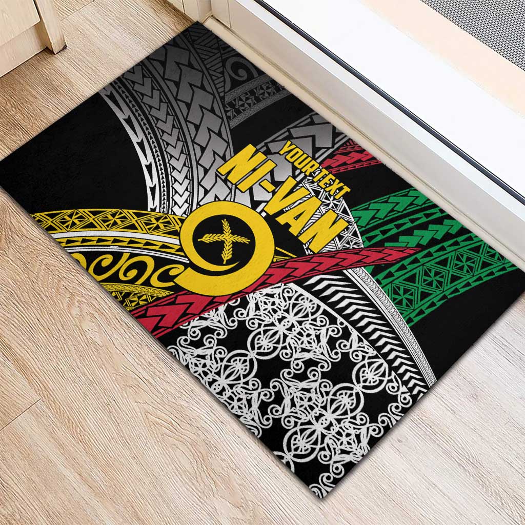 Vanuatu Proud to be Ni-van Personalised Rubber Doormat with Mutis En Atan Patterns LT9 - Polynesian Pride