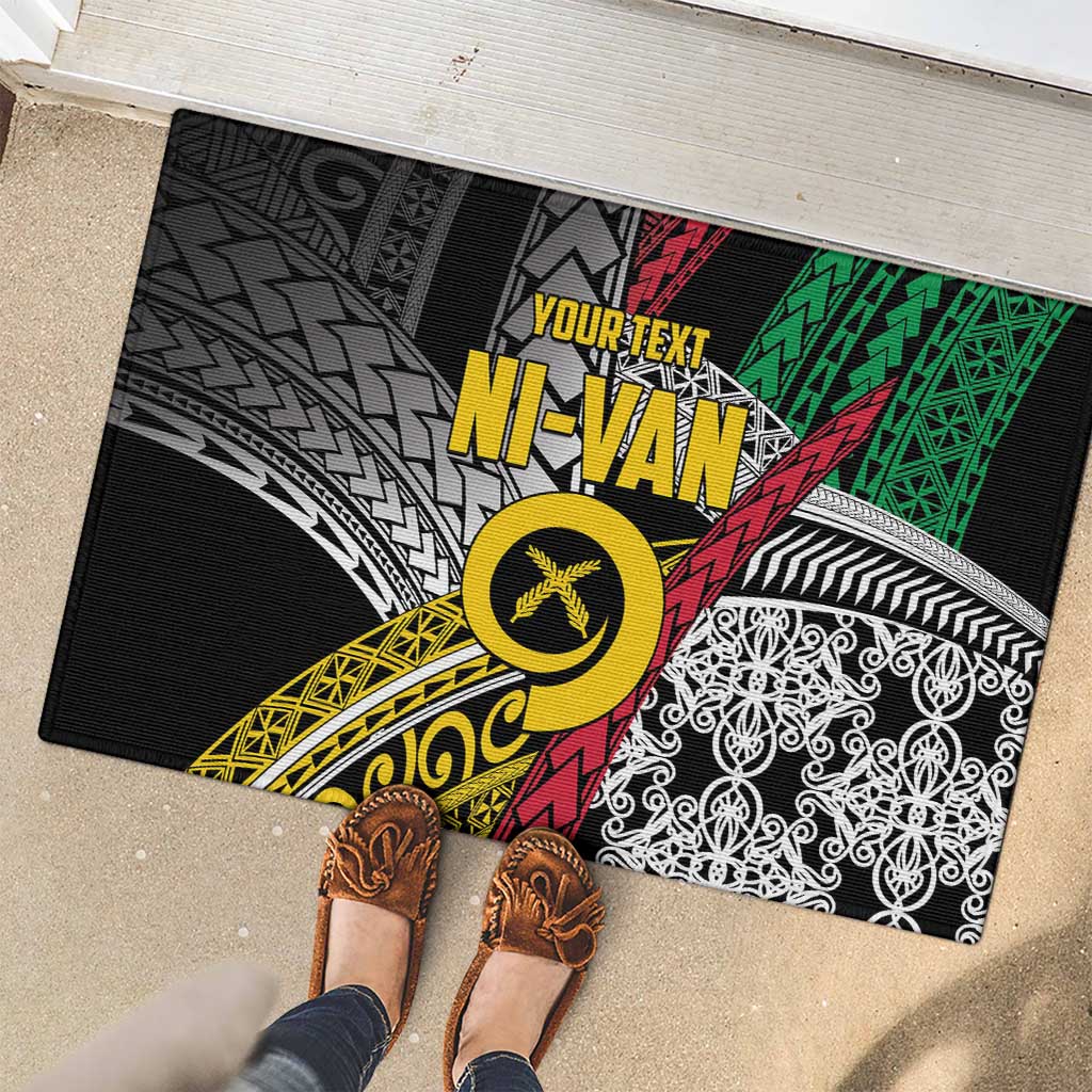 Vanuatu Proud to be Ni-van Personalised Rubber Doormat with Mutis En Atan Patterns LT9 - Polynesian Pride