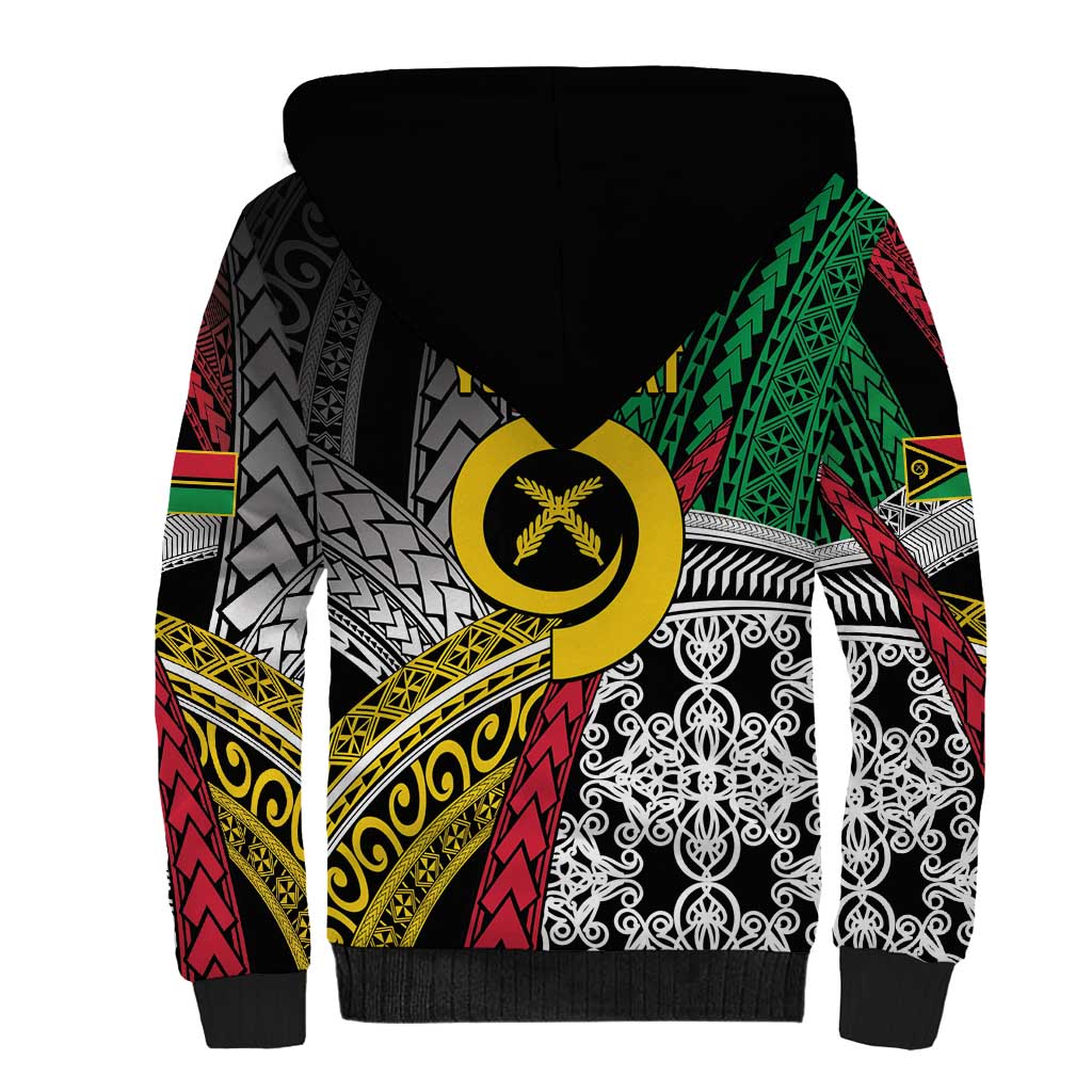 Vanuatu Proud to be Ni-van Personalised Sherpa Hoodie with Mutis En Atan Patterns LT9 - Polynesian Pride