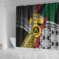 Vanuatu Proud to be Ni-van Personalised Shower Curtain with Mutis En Atan Patterns