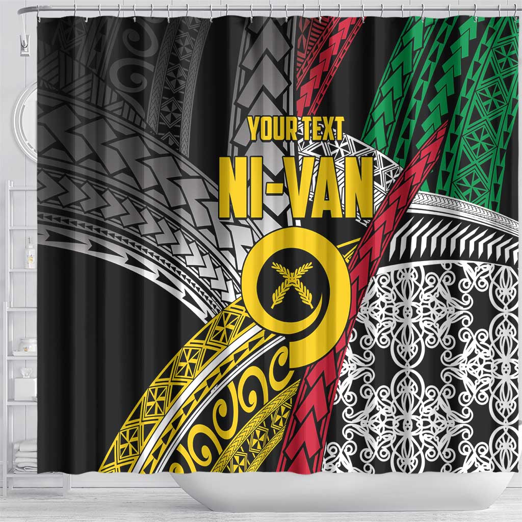 Vanuatu Proud to be Ni-van Personalised Shower Curtain with Mutis En Atan Patterns