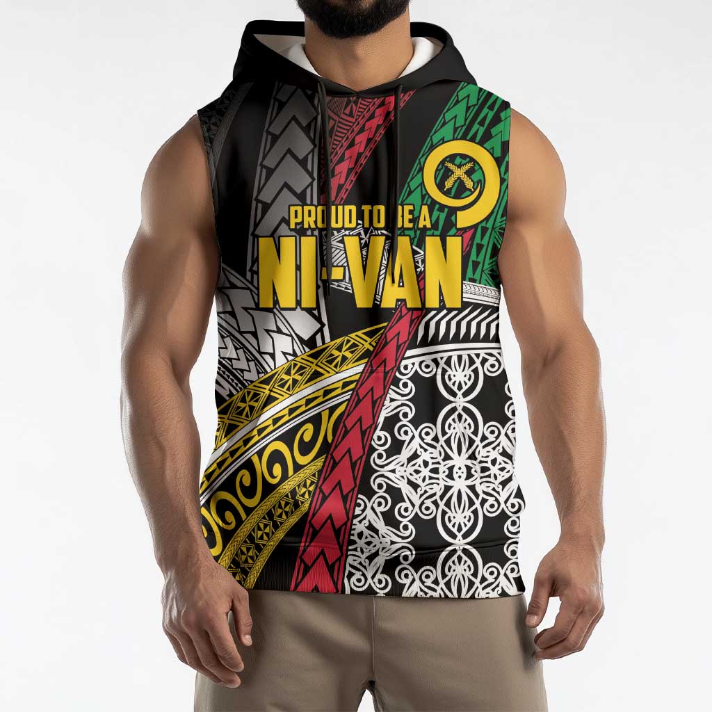 Vanuatu Proud to be Ni-van Personalised Sleeveless Hoodie with Mutis En Atan Patterns - Polynesian Pride