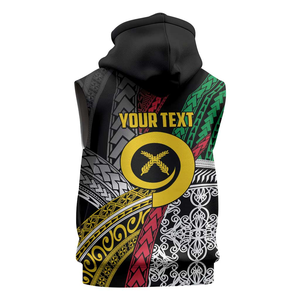 Vanuatu Proud to be Ni-van Personalised Sleeveless Zip Hoodie with Mutis En Atan Patterns - Polynesian Pride