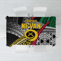 Vanuatu Proud to be Ni-van Personalised Tablecloth with Mutis En Atan Patterns LT9 Black - Polynesian Pride
