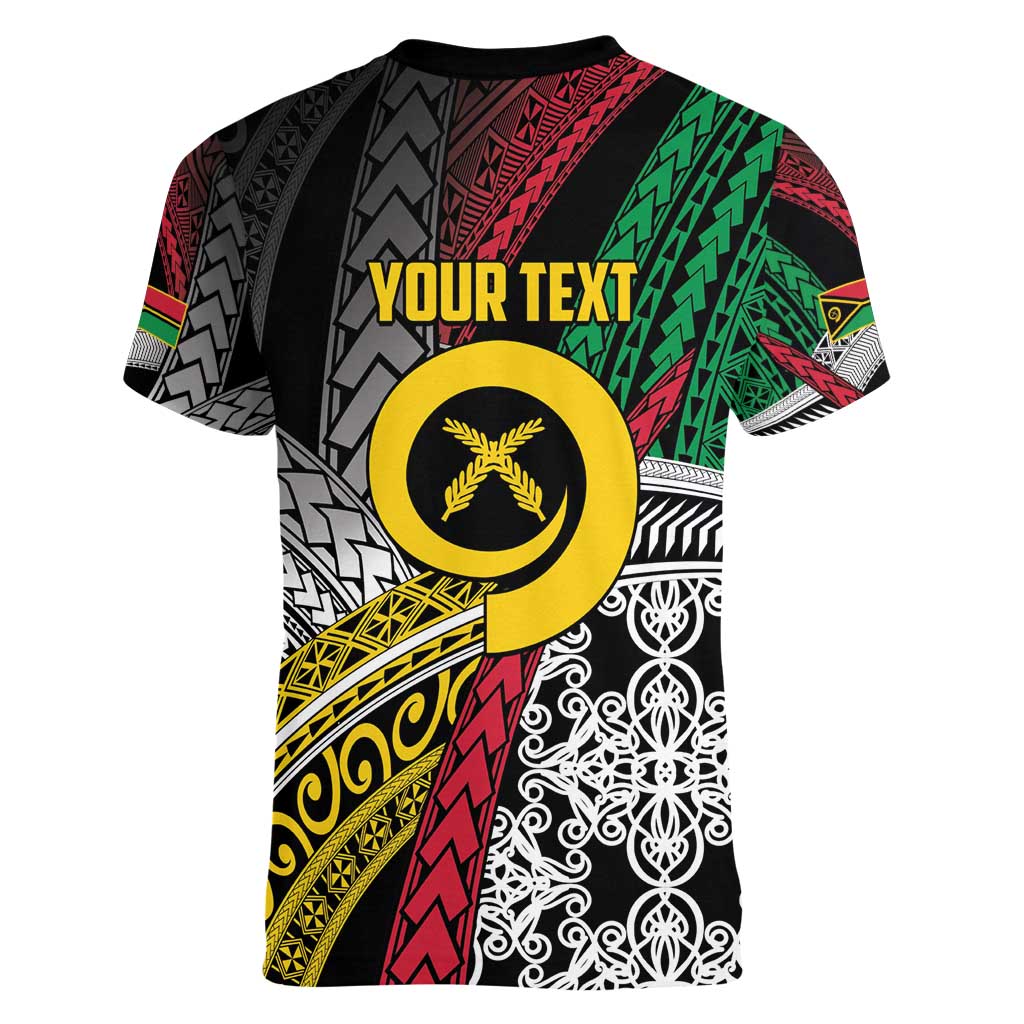 Vanuatu Proud to be Ni-van Personalised Women V-Neck T-Shirt with Mutis En Atan Patterns