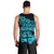 Fiji Islands Men Tank Top Coat of Arms Fijian Flower Polynesian Pattern - Aqua LT9 - Polynesian Pride