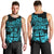 Fiji Islands Men Tank Top Coat of Arms Fijian Flower Polynesian Pattern - Aqua LT9 - Polynesian Pride