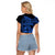 Fiji Islands Raglan Cropped T Shirt Coat of Arms Fijian Flower Polynesian Pattern - Blue LT9 - Polynesian Pride