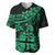 Fiji Islands Baseball Jersey Coat of Arms Fijian Flower Polynesian Pattern - Green LT9 Green - Polynesian Pride