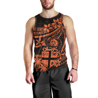 Fiji Islands Men Tank Top Coat of Arms Fijian Flower Polynesian Pattern - Orange LT9 - Polynesian Pride