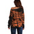 Fiji Islands Off Shoulder Sweater Coat of Arms Fijian Flower Polynesian Pattern - Orange LT9 - Polynesian Pride