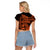 Fiji Islands Raglan Cropped T Shirt Coat of Arms Fijian Flower Polynesian Pattern - Orange LT9 - Polynesian Pride