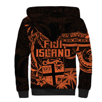 Fiji Islands Sherpa Hoodie Coat of Arms Fijian Flower Polynesian Pattern - Orange LT9 - Polynesian Pride