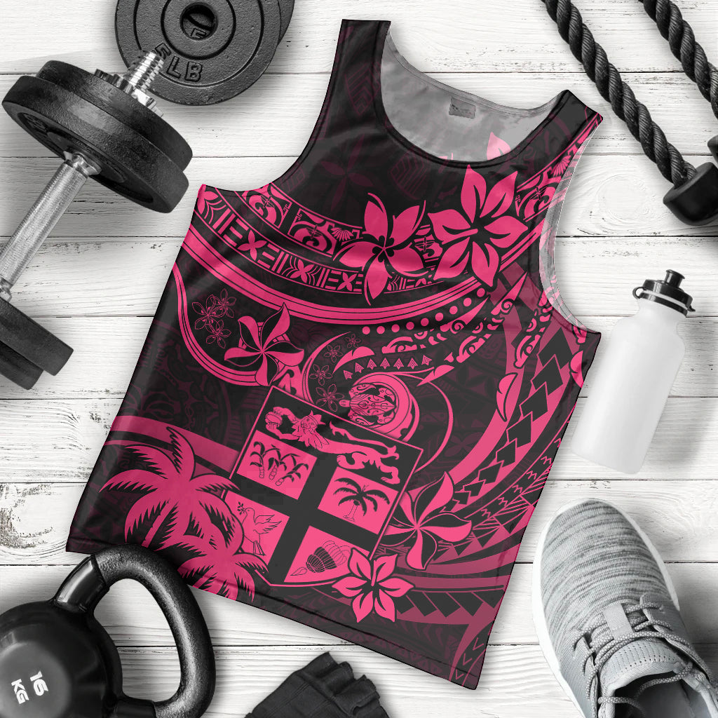 Fiji Islands Men Tank Top Coat of Arms Fijian Flower Polynesian Pattern - Pink LT9 Pink - Polynesian Pride