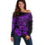 Fiji Islands Off Shoulder Sweater Coat of Arms Fijian Flower Polynesian Pattern - Purple LT9 Women Purple - Polynesian Pride