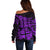 Fiji Islands Off Shoulder Sweater Coat of Arms Fijian Flower Polynesian Pattern - Purple LT9 - Polynesian Pride