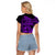 Fiji Islands Raglan Cropped T Shirt Coat of Arms Fijian Flower Polynesian Pattern - Purple LT9 - Polynesian Pride