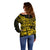 Fiji Islands Off Shoulder Sweater Coat of Arms Fijian Flower Polynesian Pattern - Yellow LT9 - Polynesian Pride