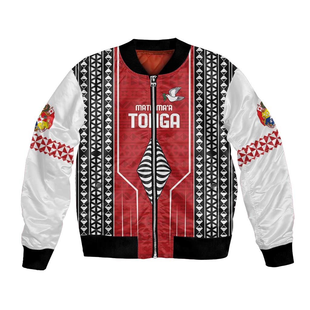 Custom Tonga Rugby Bomber Jacket Mate Maa Kupesi Style LT9 Unisex Red - Polynesian Pride