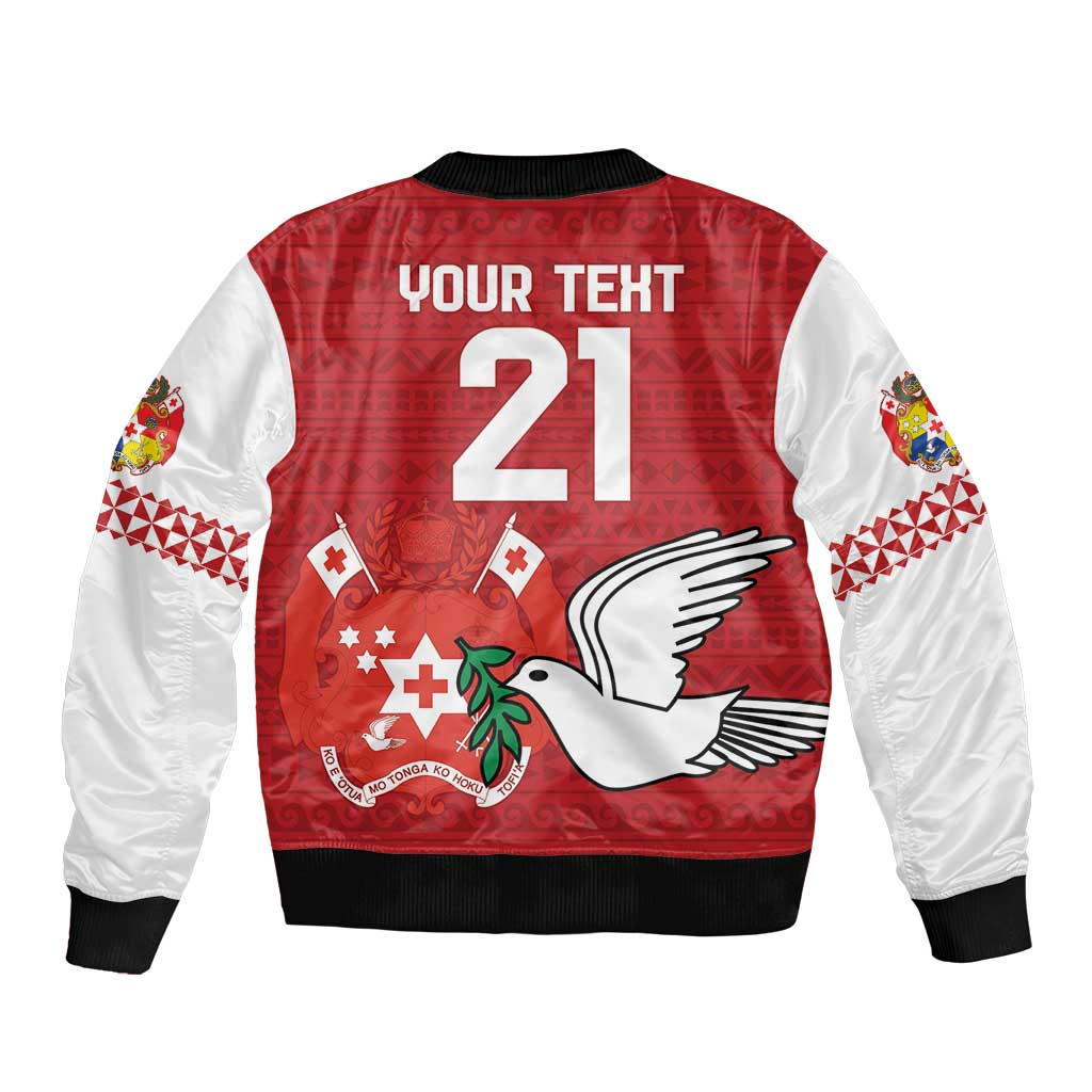 Custom Tonga Rugby Bomber Jacket Mate Maa Kupesi Style LT9 - Polynesian Pride