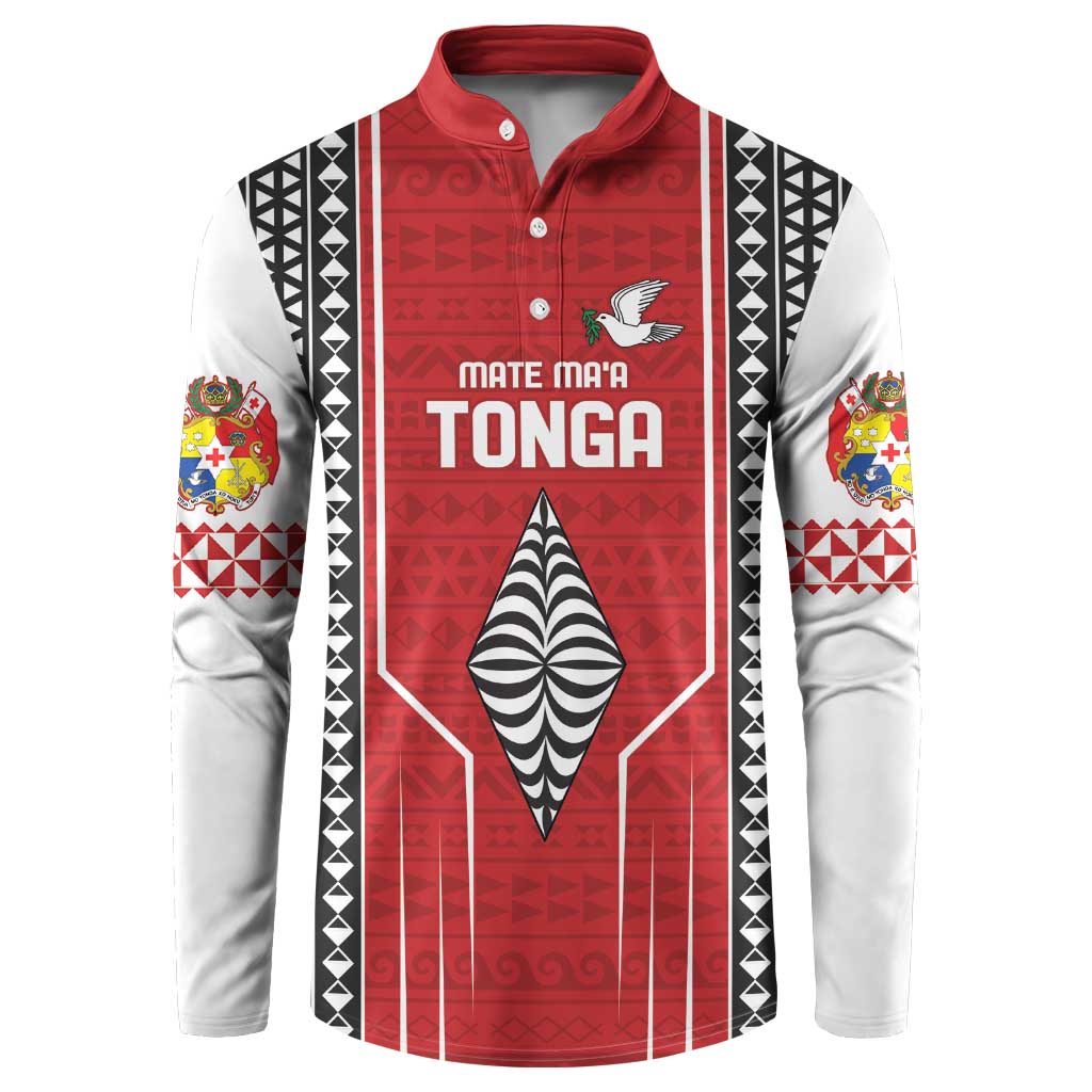 Custom Tonga Rugby Button Sweatshirt Mate Maa Kupesi Style LT9 Red - Polynesian Pride