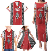 Custom Tonga Rugby Family Matching Puletasi and Hawaiian Shirt Mate Maa Kupesi Style LT9 - Polynesian Pride