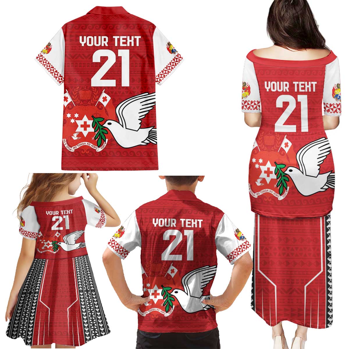 Custom Tonga Rugby Family Matching Puletasi and Hawaiian Shirt Mate Maa Kupesi Style LT9 - Polynesian Pride