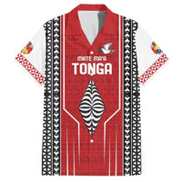 Custom Tonga Rugby Family Matching Puletasi and Hawaiian Shirt Mate Maa Kupesi Style LT9 Dad's Shirt - Short Sleeve Red - Polynesian Pride