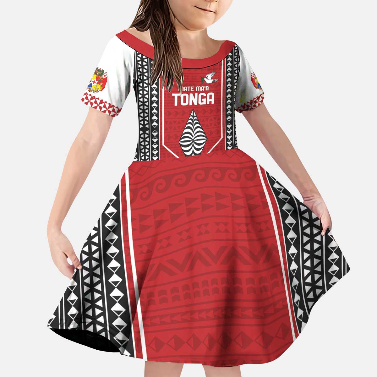 Custom Tonga Rugby Kid Short Sleeve Dress Mate Maa Kupesi Style