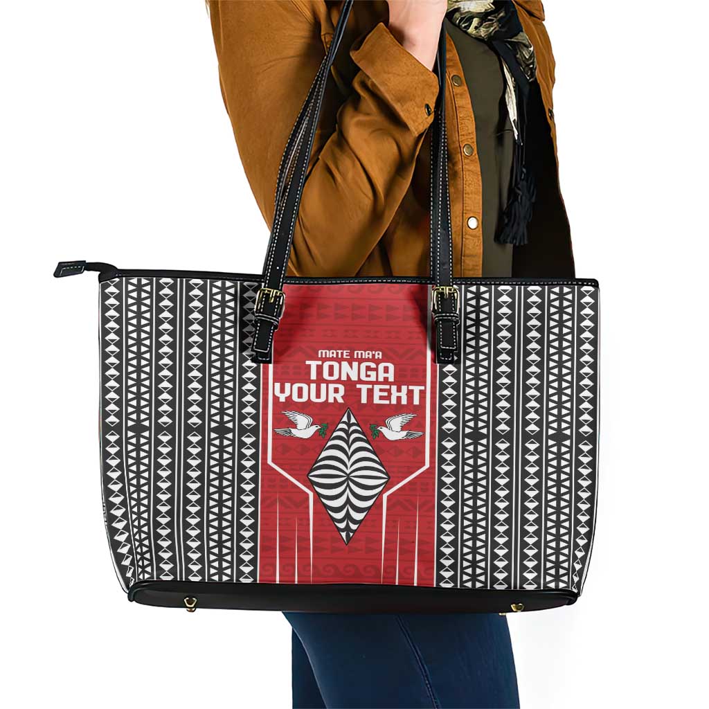 Custom Tonga Rugby Leather Tote Bag Mate Maa Kupesi Style LT9 - Polynesian Pride