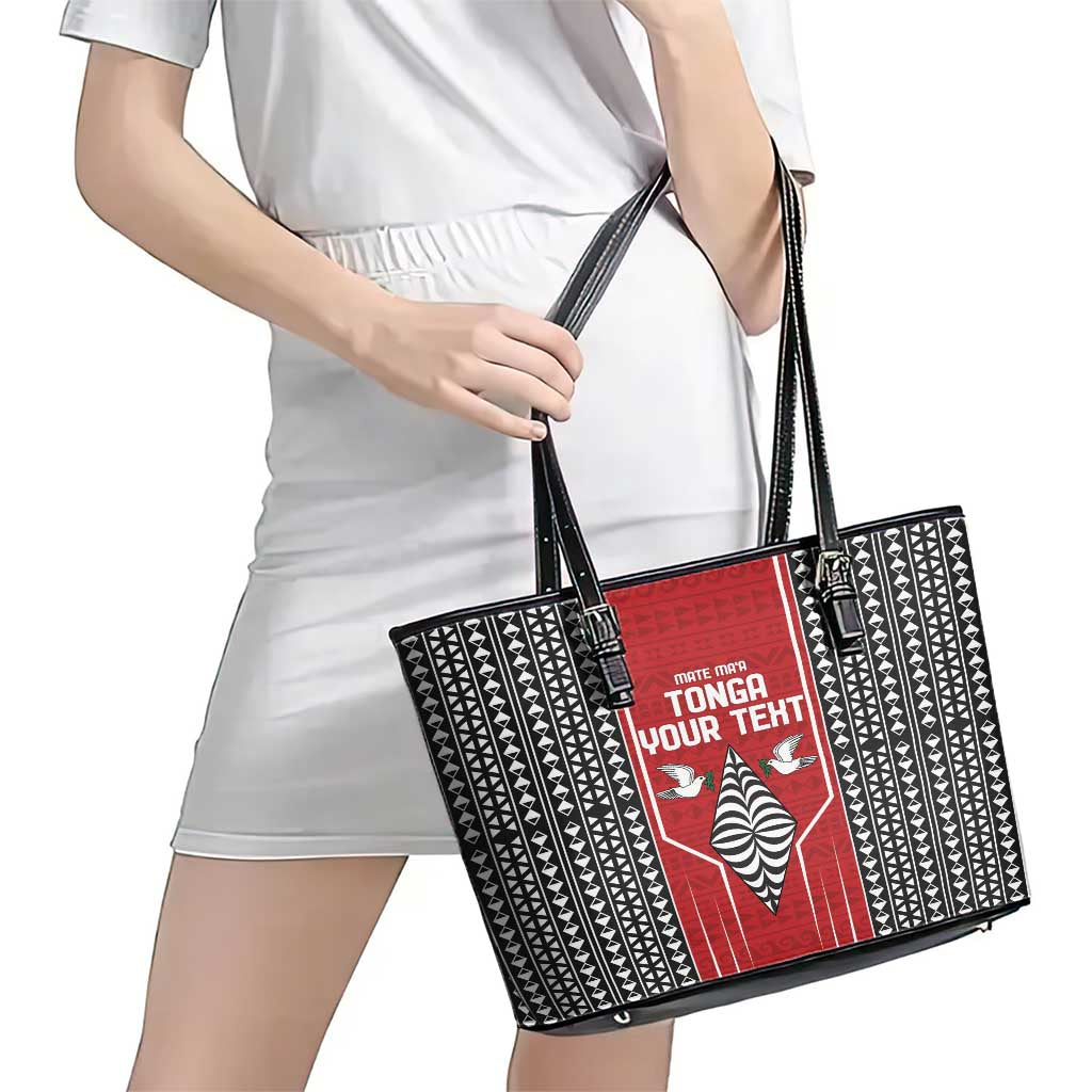 Custom Tonga Rugby Leather Tote Bag Mate Maa Kupesi Style LT9 - Polynesian Pride