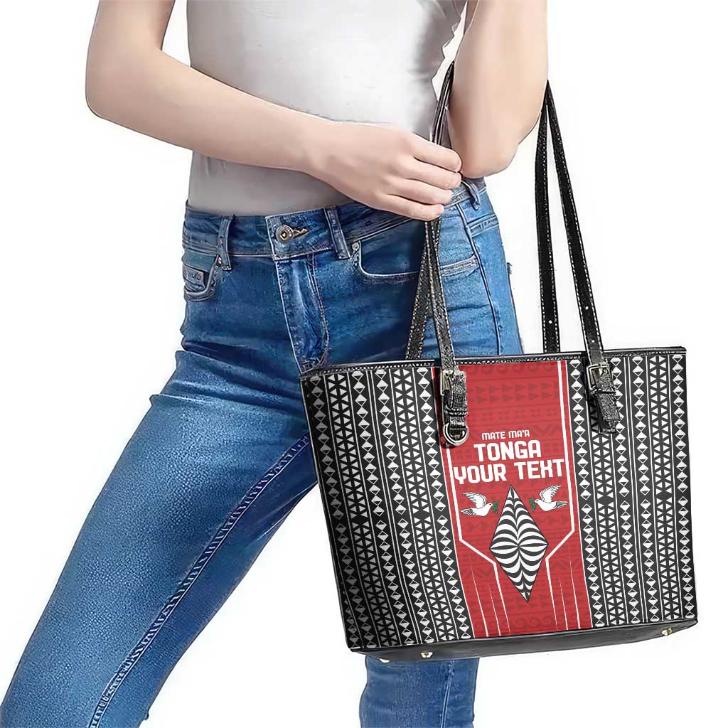 Custom Tonga Rugby Leather Tote Bag Mate Maa Kupesi Style LT9 - Polynesian Pride