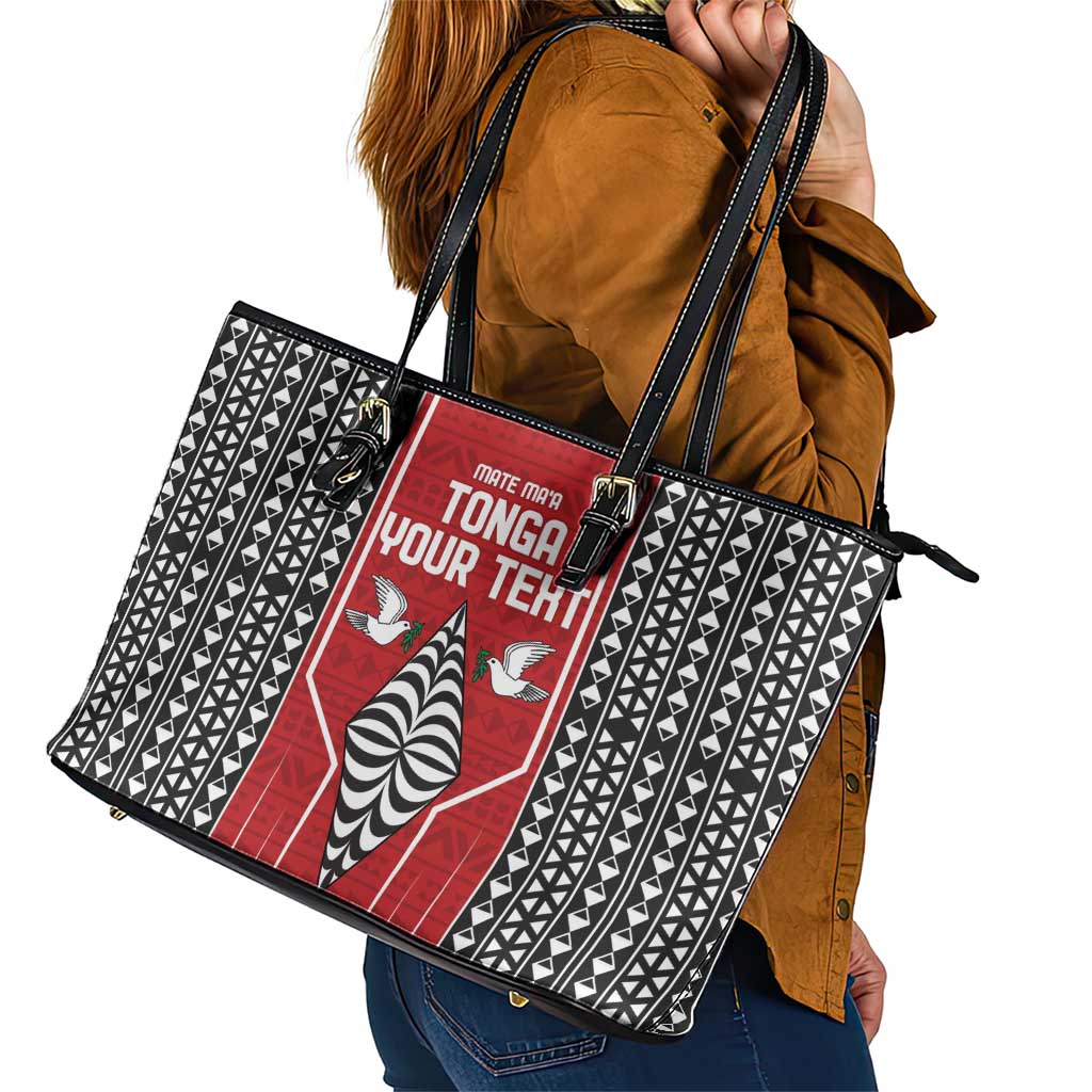Custom Tonga Rugby Leather Tote Bag Mate Maa Kupesi Style LT9 - Polynesian Pride