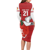 Custom Tonga Rugby Long Sleeve Bodycon Dress Mate Maa Kupesi Style