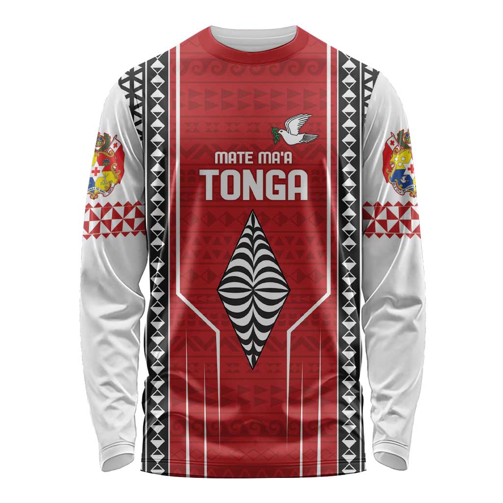 Custom Tonga Rugby Long Sleeve Shirt Mate Maa Kupesi Style