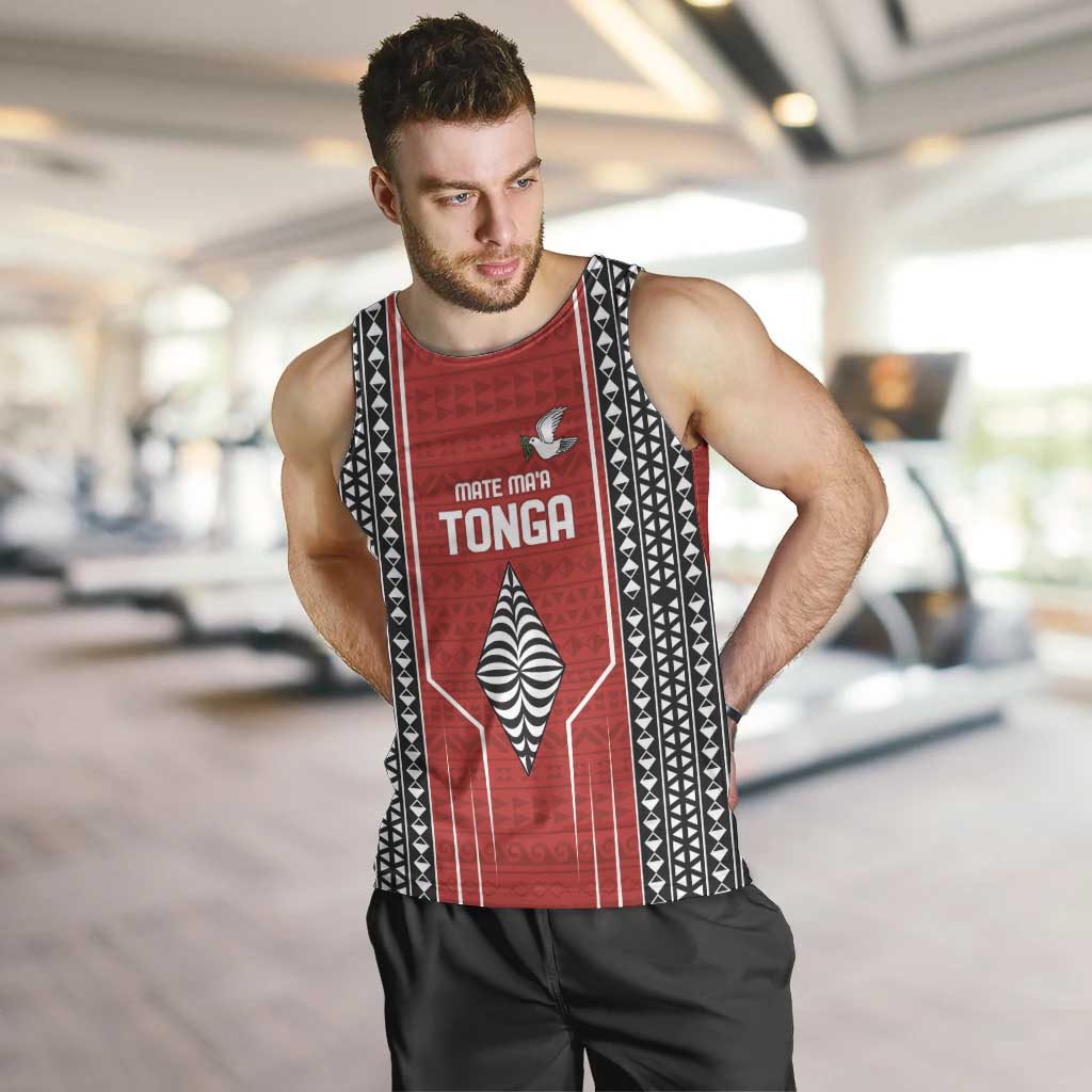 Custom Tonga Rugby Men Tank Top Mate Maa Kupesi Style LT9 Red - Polynesian Pride